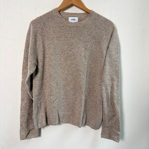 Wills Speckled Crewneck Raglan Knit Sweater Oatmeal Beige Small Excellent